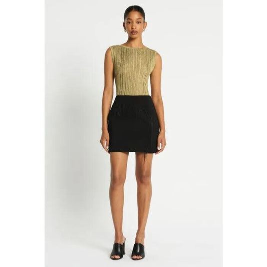 Image of a model wearing Skirts. Productname: Ruelle Skirt in Black colour by brand - sass and bide