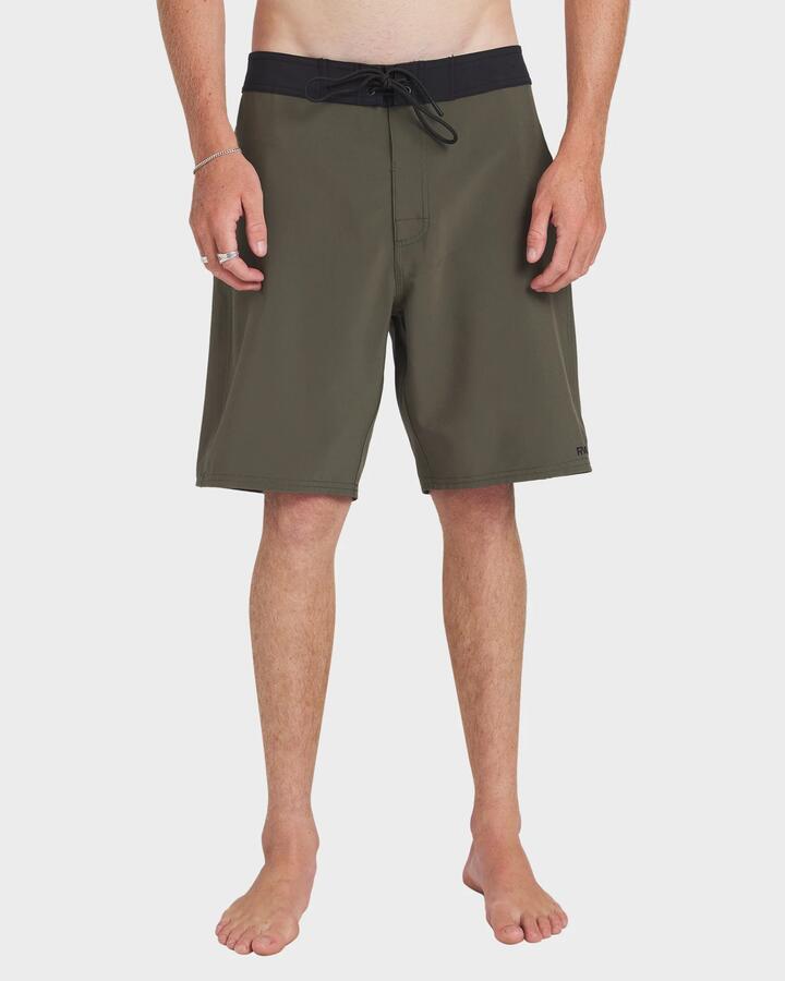 Image of Swimwear. Product name - RVCA Mens Va Solid 19" Boardshorts Fatigue in Fatigue colour by brand - RVCA