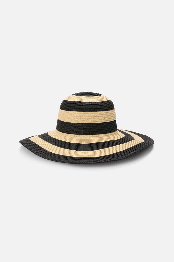Image of Hats. Productname: Black & Cream Straw Sun Hat in Black colour by brand - Princess Highway