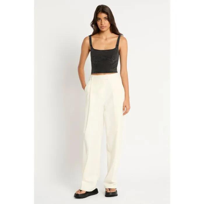 Image of a model wearing Tops. Productname: Dark Knight Denim Bodice in Washed Black colour by brand - sass and bide