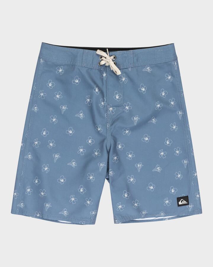 Image of Swimwear. Product name - Quiksilver Boys 8-16 Everyday 17" Boardshorts China Blue Mini Dusty Floral in China Blue Mini Dusty Floral colour by brand - Quiksilver