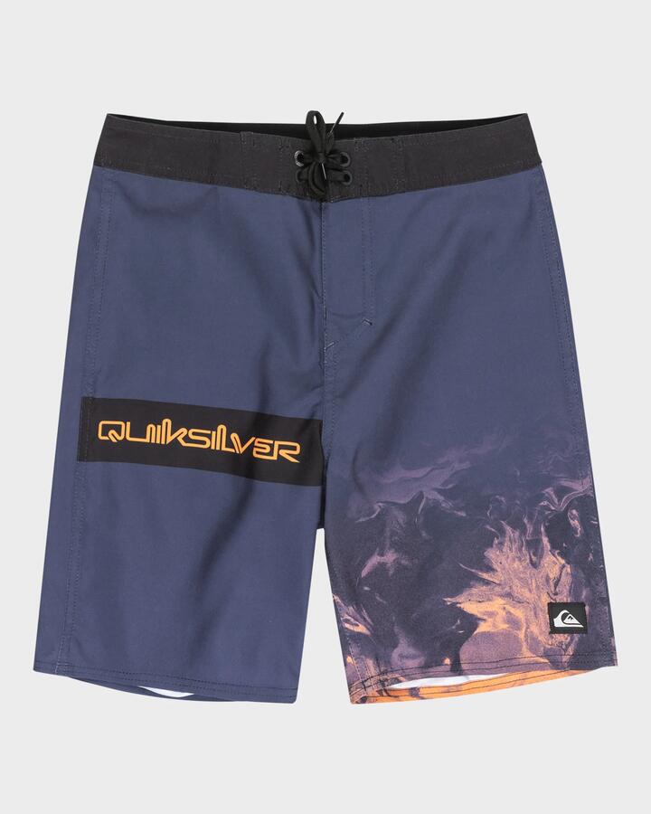 Image of Swimwear. Product name - Quiksilver Boys 8-16 Everyday 17" Boardshorts India Ink Block Thermostamp in India Ink Block Thermostamp colour by brand - Quiksilver