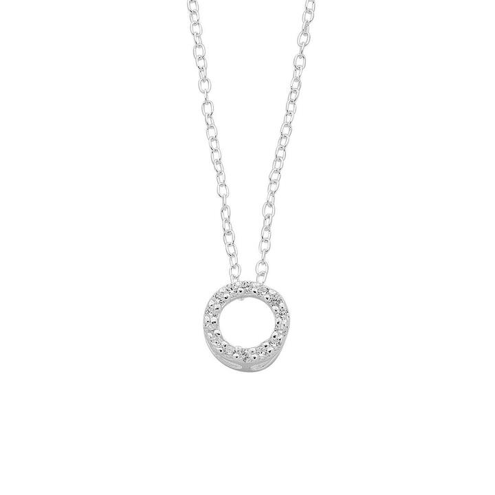Image of Necklaces. Productname: 45cm Sterling Silver Cubic Zirconia Open Circle Necklace in Silver colour by brand - Bevilles