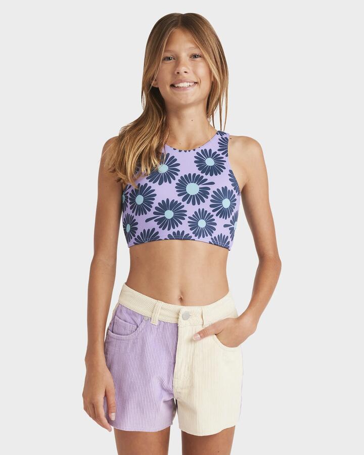 Image of a model wearing Shorts. Product name - Billabong Girls 6-14 Mixing Vines Denim Shorts Multi in Multi colour by brand - Billabong