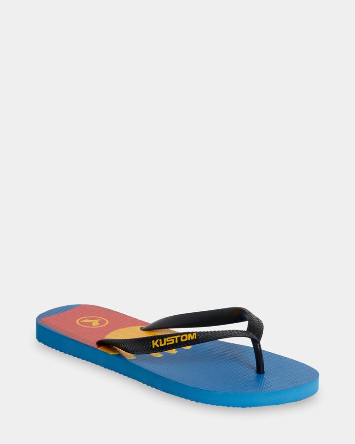 Image of Sandals. Productname: Kustom - Mens Blend Base Thongs - Blue - in Blue colour by brand - Kustom