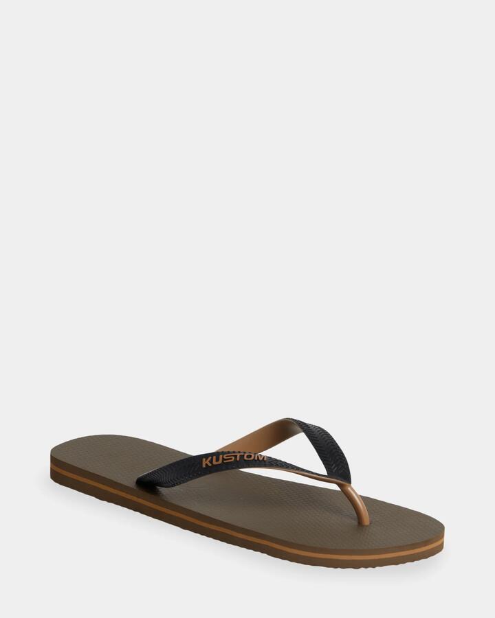 Image of Sandals. Product name - Kustom Mens Blend Base Thongs Choc in Choc colour by brand - Kustom