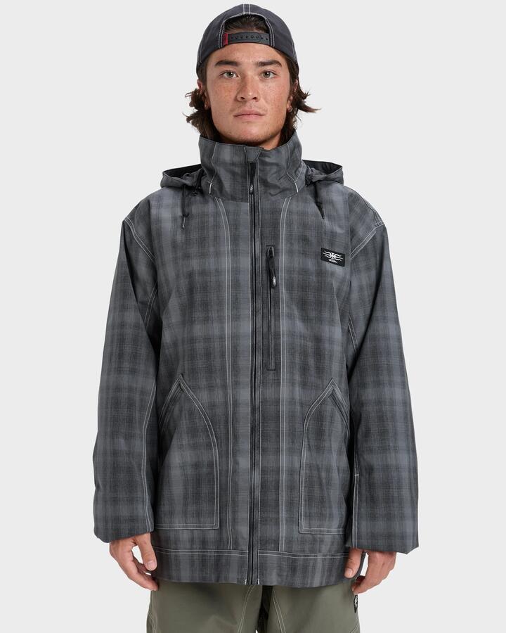 Image of Coats & Jackets. Product name - Quiksilver Mens Live Wire Snow Jacket Mercury Check True Black in Mercury Check True Black colour by brand - Quiksilver