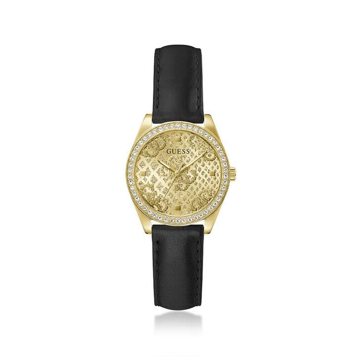 Image of Watches. Product name - Guess Boa Quartz Black Leather Watch GW0989L2 in colour by brand - Guess