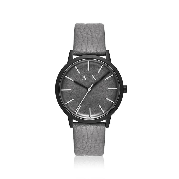 Image of Watches. Product name - Armani Exchange Quartz Grey Leather Watch AX2764 in colour by brand - Armani Exchange