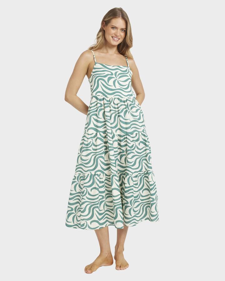 Image of Dresses. Productname: Billabong - Womens All The Waves Maxi Dress - Evergreen - in Evergreen colour by brand - Billabong
