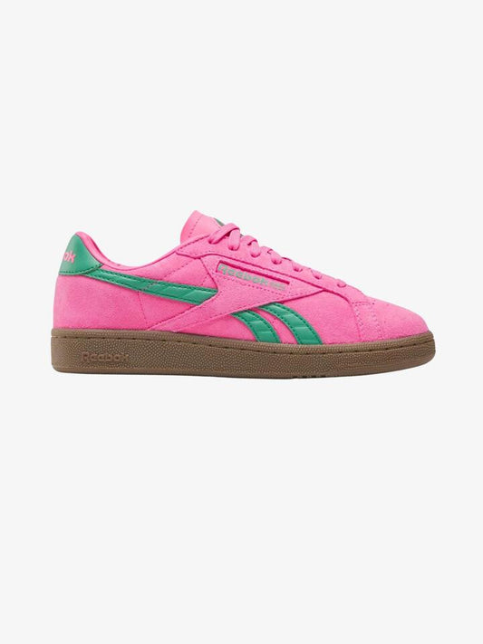 Image of Footwear. Productname: Reebok Womenâs Club C Grounds UK Shoes in Atomicpink/Upgradegreen colour by brand - Reebok
