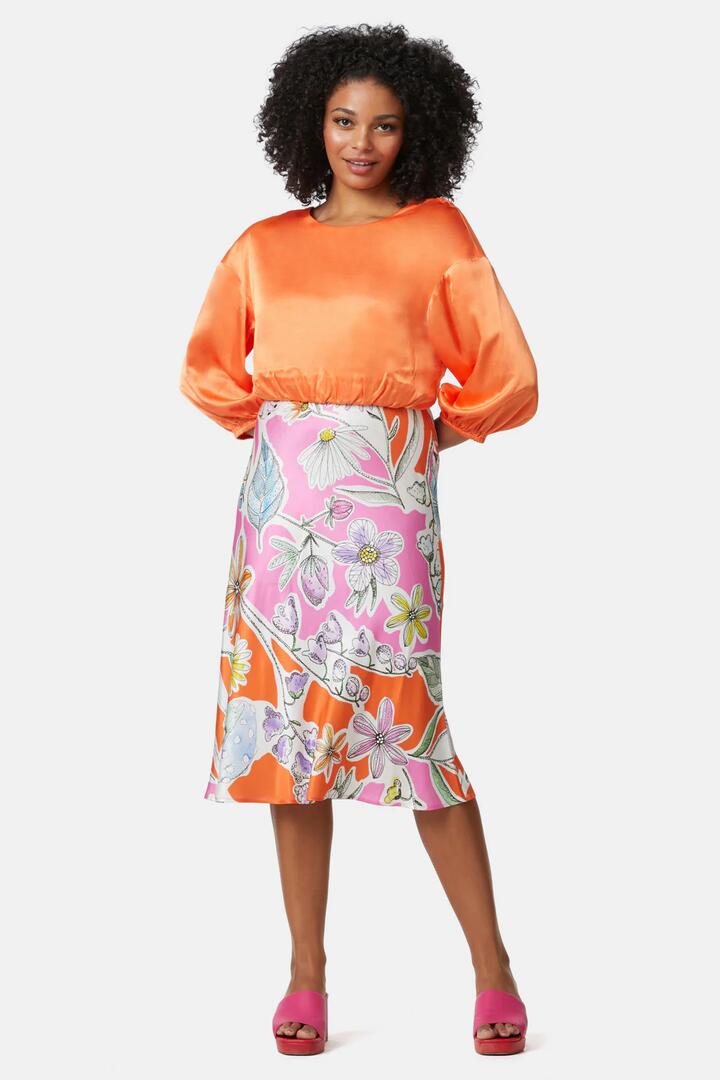 Image of a model wearing Tops. Product name - Clementine Top in Red colour by brand - Gorman