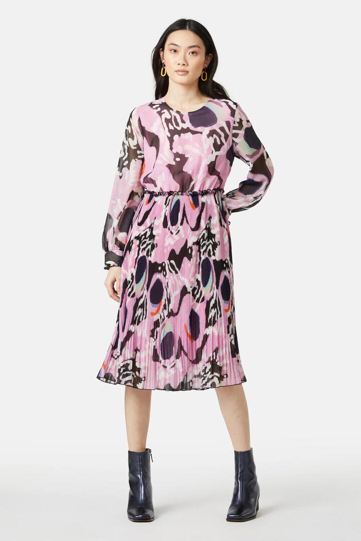 Image of Dresses. Product name - Wing Span Pleated Dress in Print colour by brand - Gorman