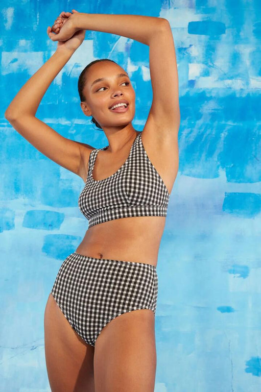 Image of Swimwear. Productname: Gingham Bikini Bottom in Black colour by brand - Gorman