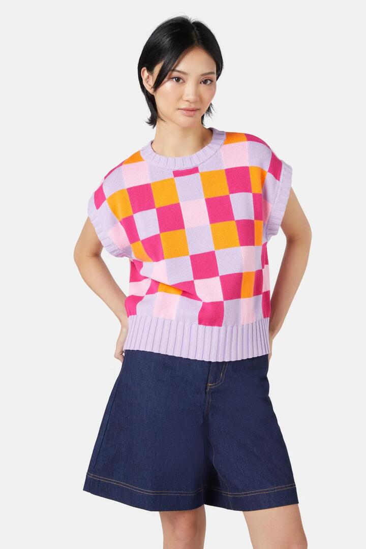 Image of Coats & Jackets. Product name - Gingham Garden Vest in Multi colour by brand - Gorman