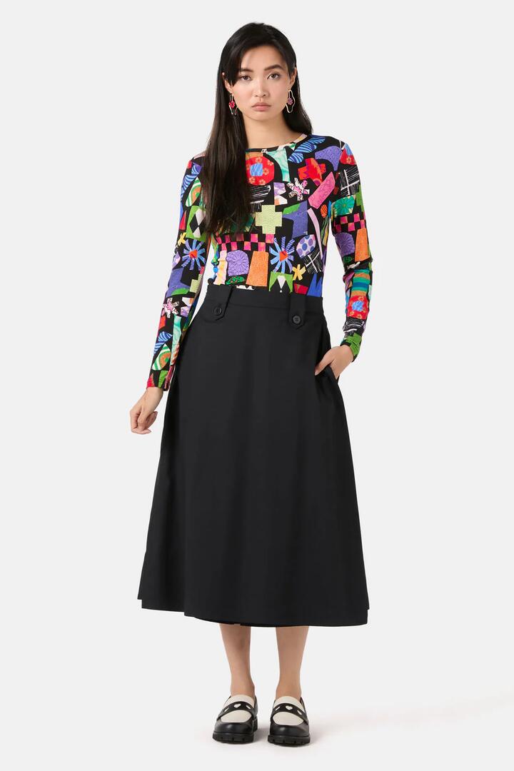 Image of a model wearing Skirts. Product name - Tomasa Skort in Black colour by brand - Gorman