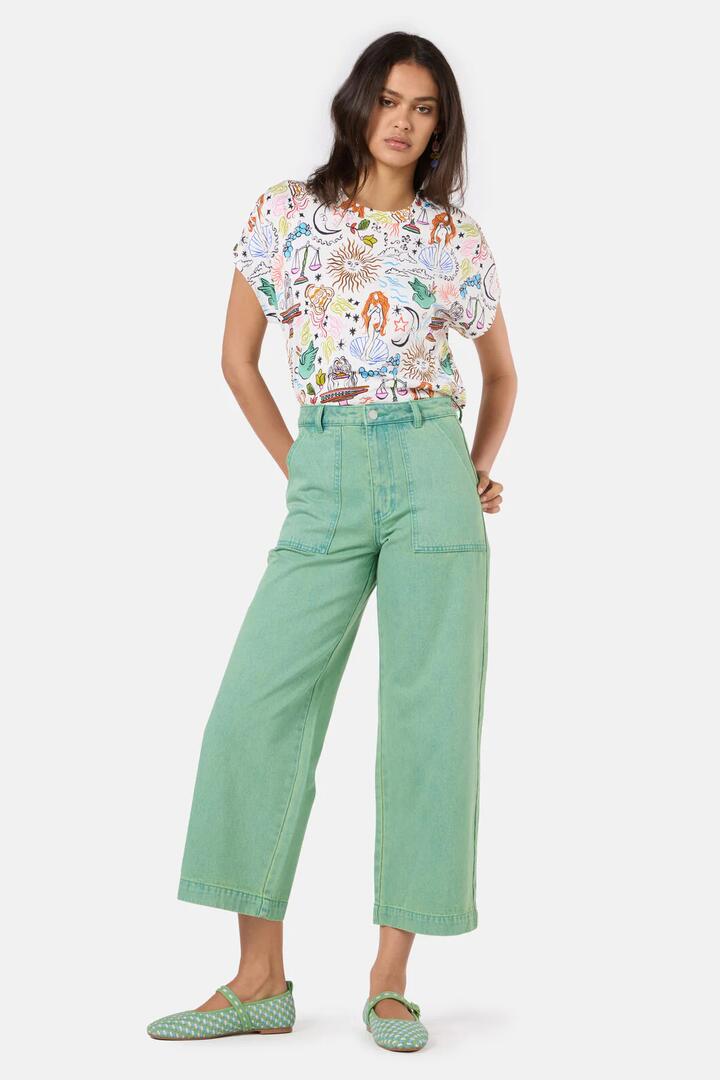 Image of Jeans. Product name - Fortuna Jean in Green colour by brand - Gorman
