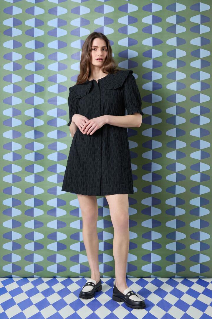 Image of Dresses. Product name - Clover Shirt Dress in Black colour by brand - Gorman