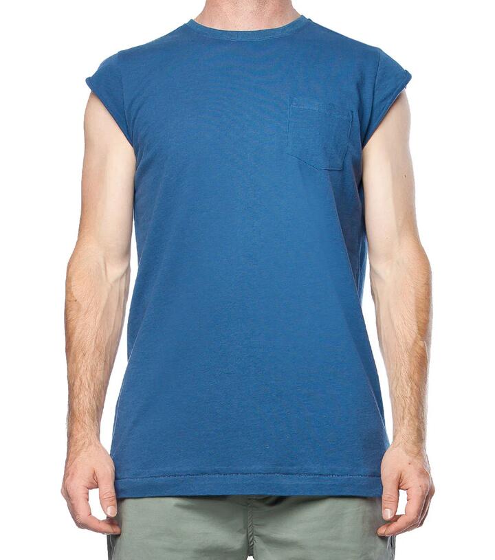 Image of Hats. Productname: Cap Sleeve Pocket Tee in Blue colour by brand - Dangerfield