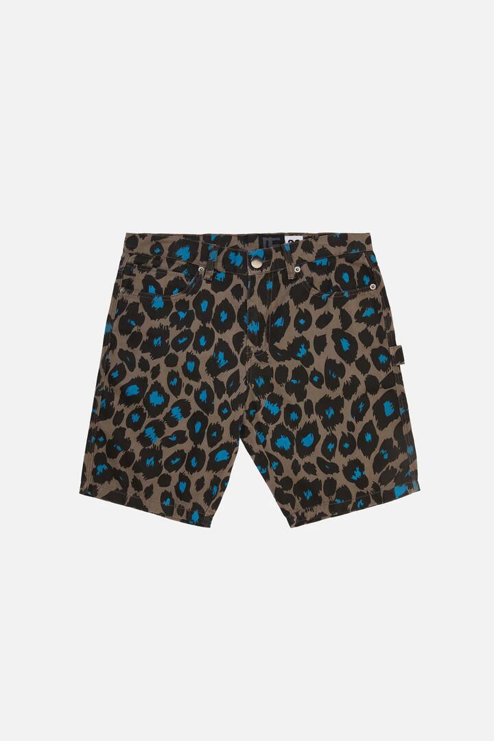 Image of a model wearing Shorts. Product name - JB Cheetah Shorts in Tan colour by brand - Dangerfield