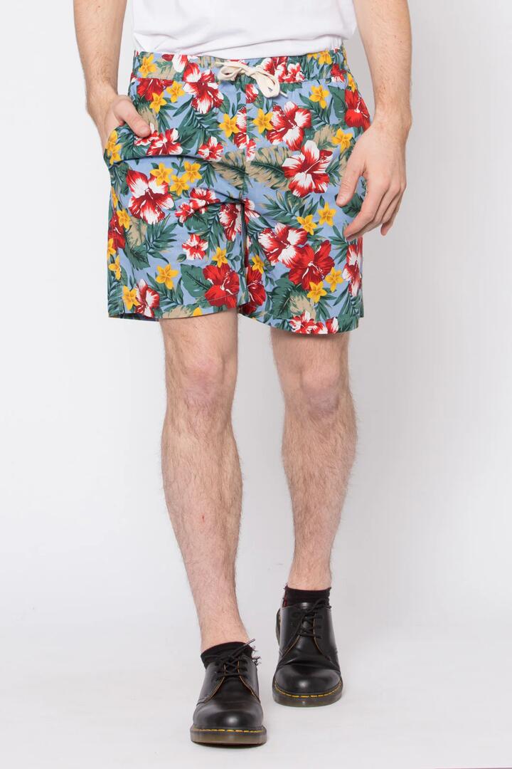 Image of a model wearing Shorts. Productname: Explosion Short in Pale Blue colour by brand - Revival