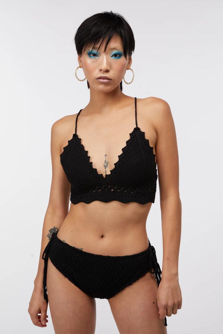 Image of Swimwear. Productname: Bianca Crochet Bikini Bottom in Sage colour by brand - Dangerfield