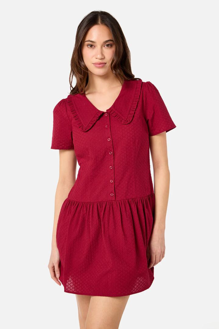 Image of Dresses. Product name - Andrea Drop Waist Mini Dress in Red colour by brand - Princess Highway