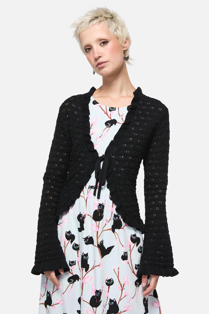Image of Cardigans. Product name - Forgotten City Tie Cardigan in Black colour by brand - Dangerfield