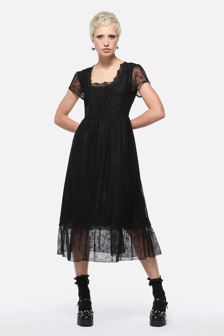 Image of Dresses. Product name - Forgotten City Lace Dress in Black colour by brand - Dangerfield