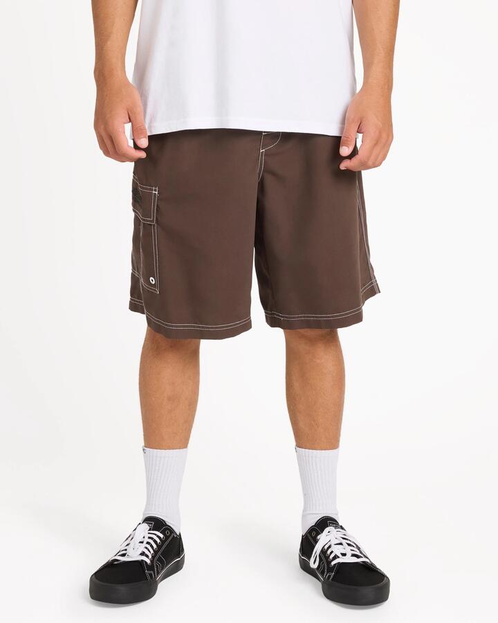 Image of Swimwear. Product name - Billabong Mens Throw On 21" Boardshorts Dark Brown in Dark Brown colour by brand - Billabong