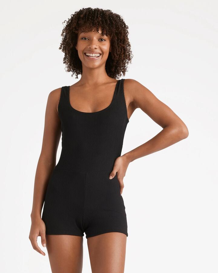 Image of Swimwear. Product name - Billabong Womens Tanlines Retro Surf Bodysuit One Piece Swimsuit Black in Black colour by brand - Billabong