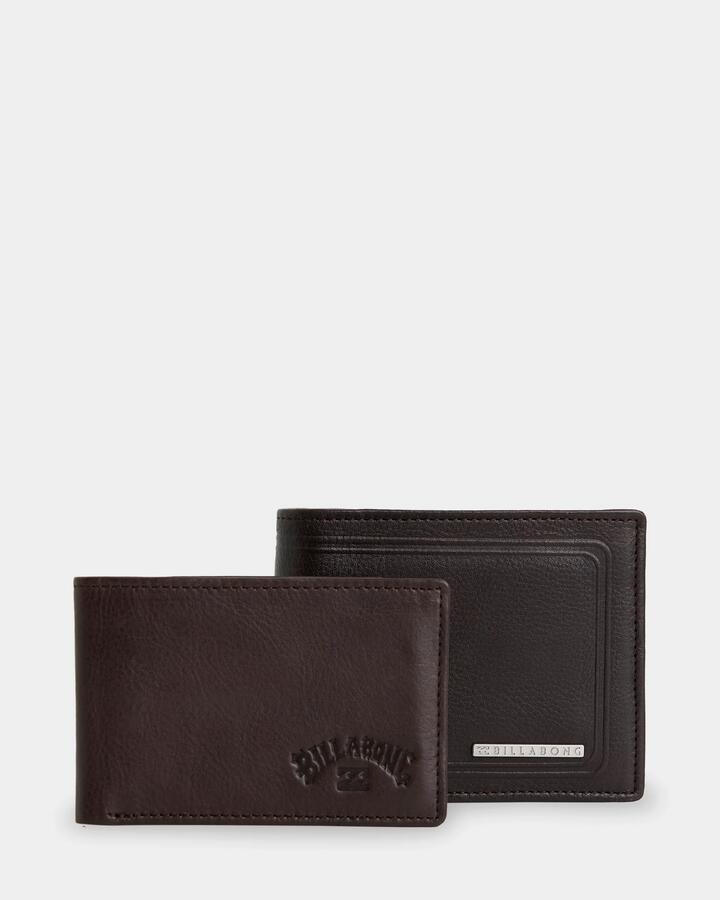 Image of Wallets & Money Clips. Product name - Billabong Mens Scope 2In1 Leather Wallet Java in Java colour by brand - Billabong
