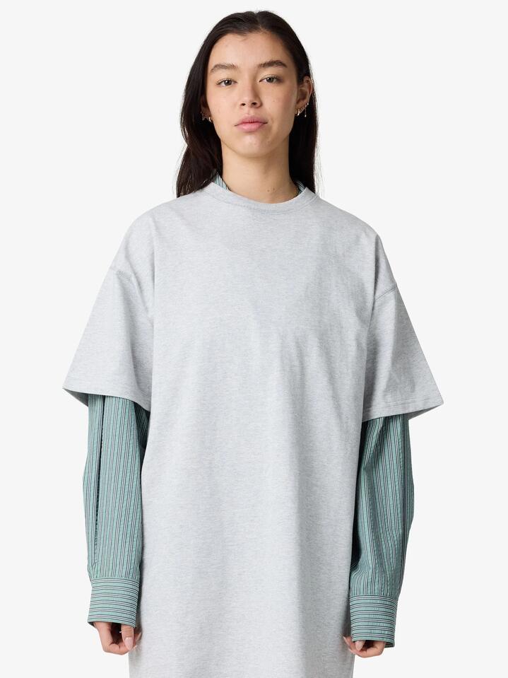 Image of a model wearing Dress. Productname: MSE Tee Dress in Grey Marle colour by brand - MSE
