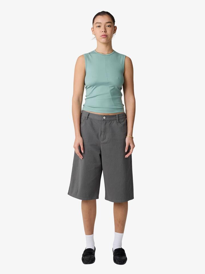 Image of a model wearing Denim. Productname: MSE Cargo Jorts in Coal colour by brand - MSE