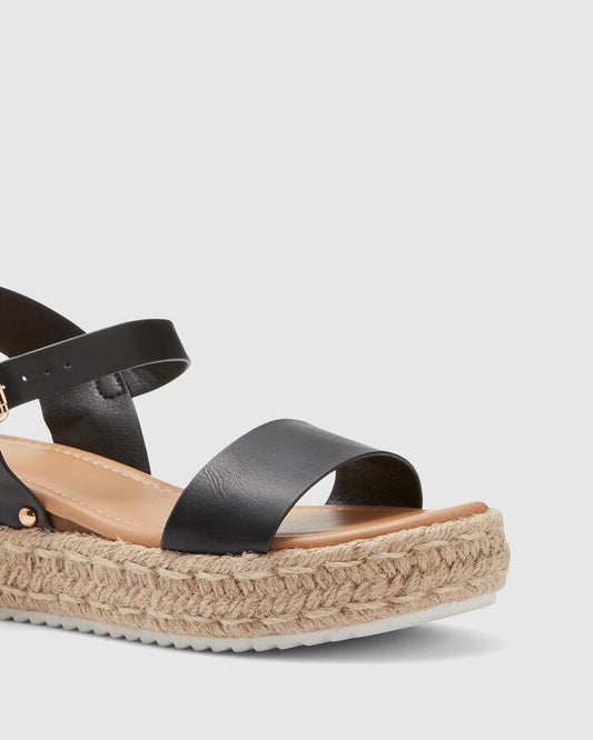 Image of Flats. Productname: SAMBA: BLACK - Women's Strappy - Flat in Black colour by brand - Novo