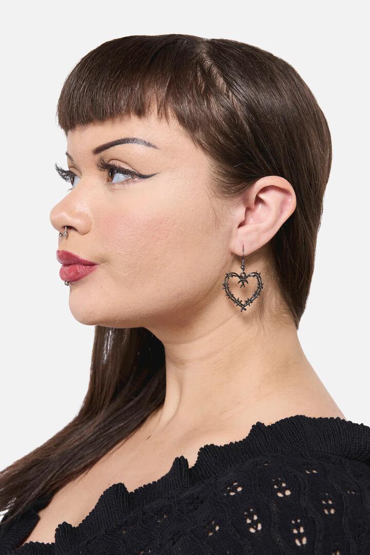 Image of Earrings. Productname: Sharp Hearted Earrings in Black colour by brand - Dangerfield