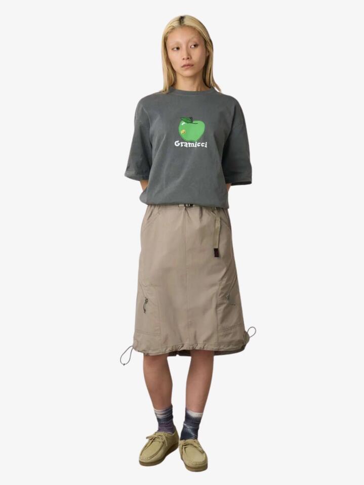 Image of a model wearing Tops. Productname: Gramicci Apple Tee in CHARCOAL PIGMENT colour by brand - Gramicci