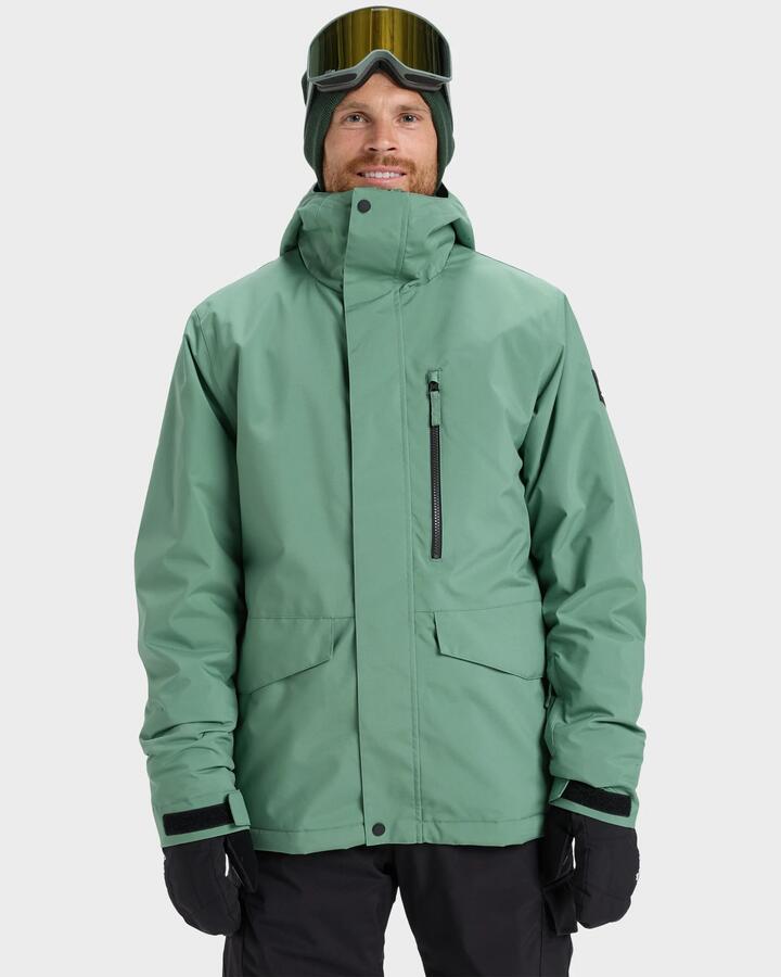 Image of Coats & Jackets. Product name - Quiksilver Mens Mission Solid Snow Jacket Dark Ivy in Dark Ivy colour by brand - Quiksilver