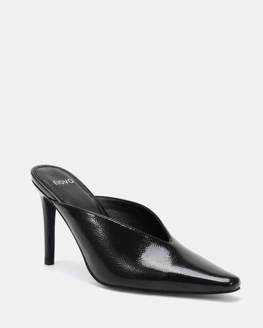 Image of Footwear. Productname: Yarrow: Black Patent - Women's Court - High Heel in Black colour by brand - Novo
