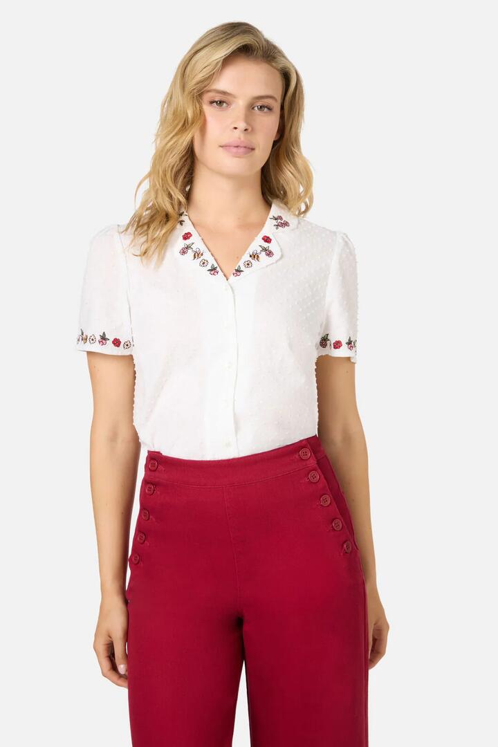 Image of Blouses. Productname: Libby Bee Embroidered Blouse in Cream colour by brand - Princess Highway