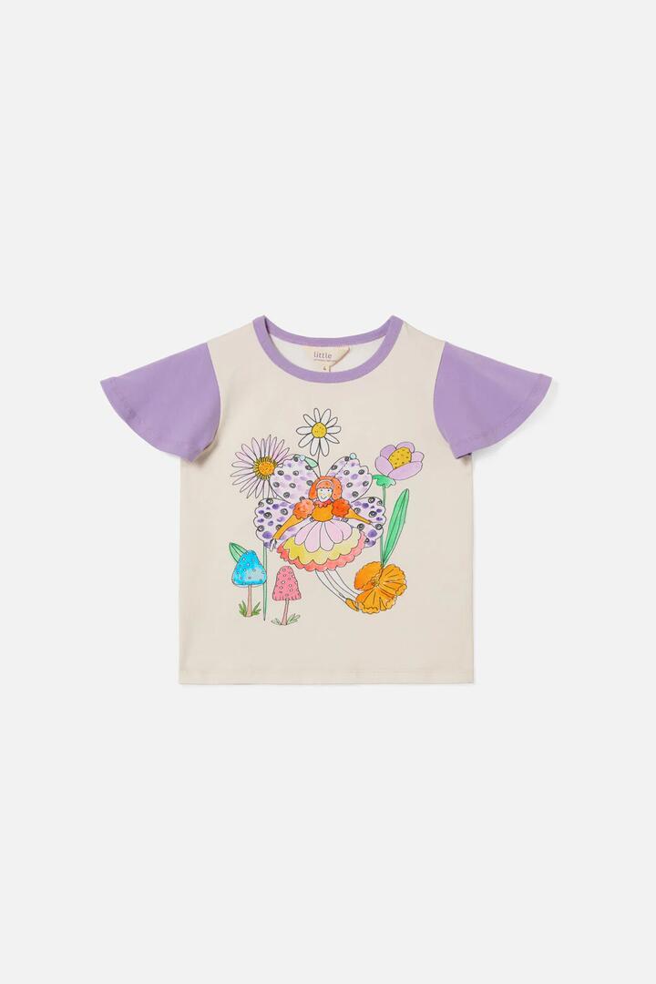 Image of a model wearing Tops. Productname: Fairy Garden Kids Tee in Multi colour by brand - Princess Highway Kids