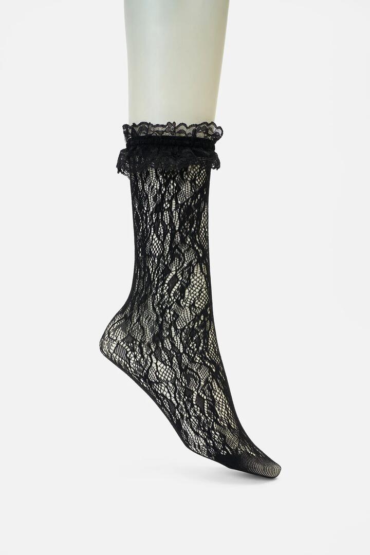 Image of Socks. Productname: Black Lace Frill Sock in Black colour by brand - Dangerfield