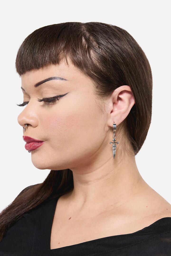 Image of Earrings. Productname: Sword Sleeper Earrings in Silver colour by brand - Black Friday
