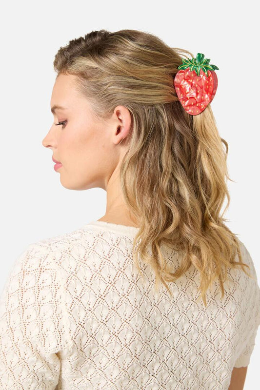 Image of Hair Accessories. Productname: Strawberry Claw Clip in Red colour by brand - Princess Highway