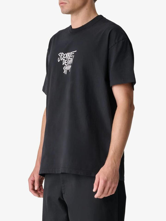 Image of a model wearing Tops. Productname: S-Double Dot Shop Ss Tee in Pigment Black colour by brand - S-Double