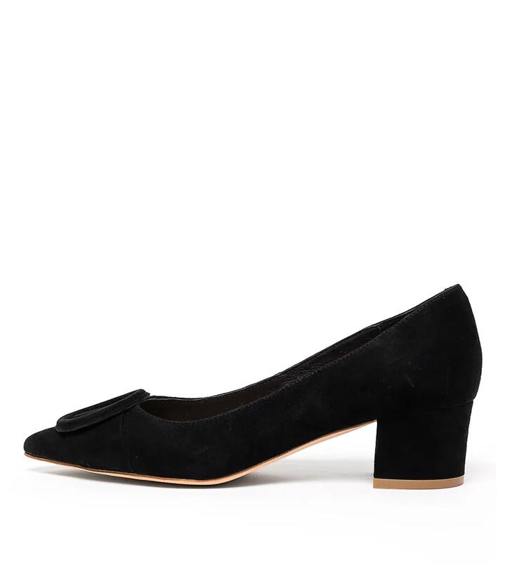 Image of Heels. Productname: Ameerie Black Suede Heels in Black colour by brand - MIDAS