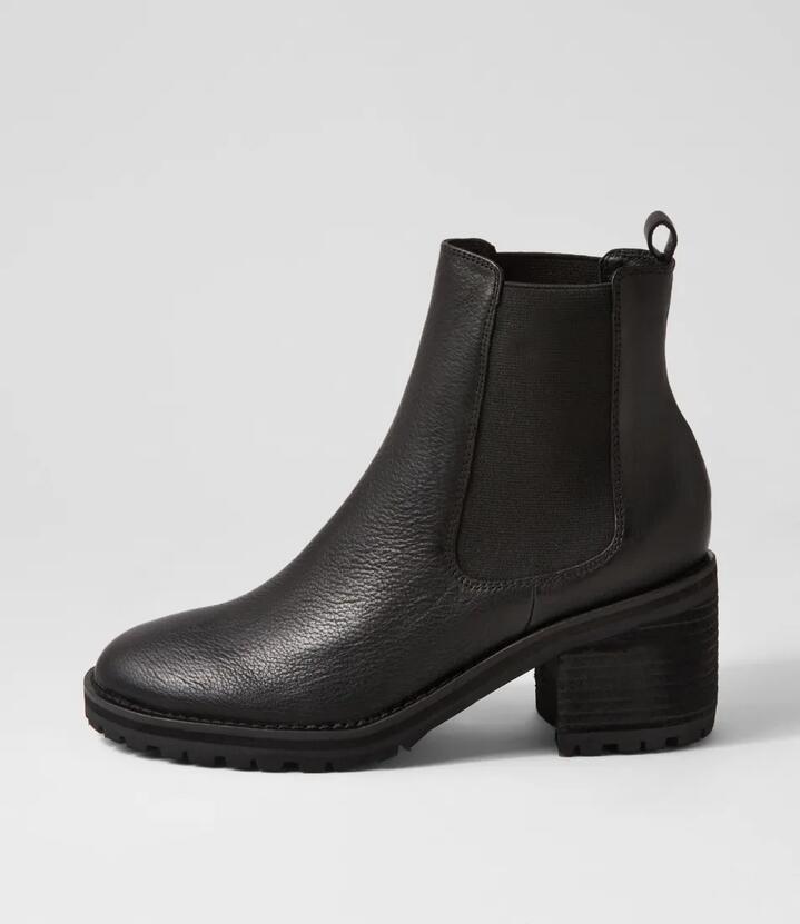 Image of Boots. Productname: Biscoti Black Leather Chelsea Boots in Black-Black Heel colour by brand - MOLLINI