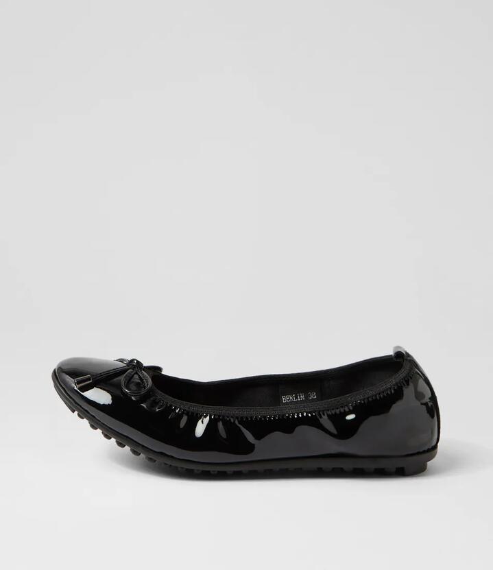 Image of Footwear. Productname: Berlin Black Patent Leather Ballet Flats in BLACK colour by brand - MIDAS