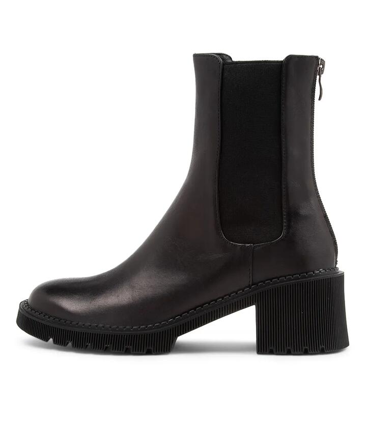 Image of Boots. Productname: Zorry Black Leather Ankle Boots in BLACK colour by brand - MIDAS