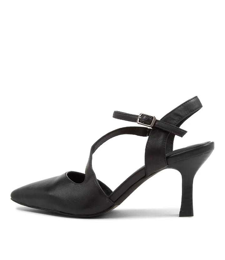 Image of Heels. Productname: Lucca Black Leather Pump Heels in BLACK colour by brand - MIDAS